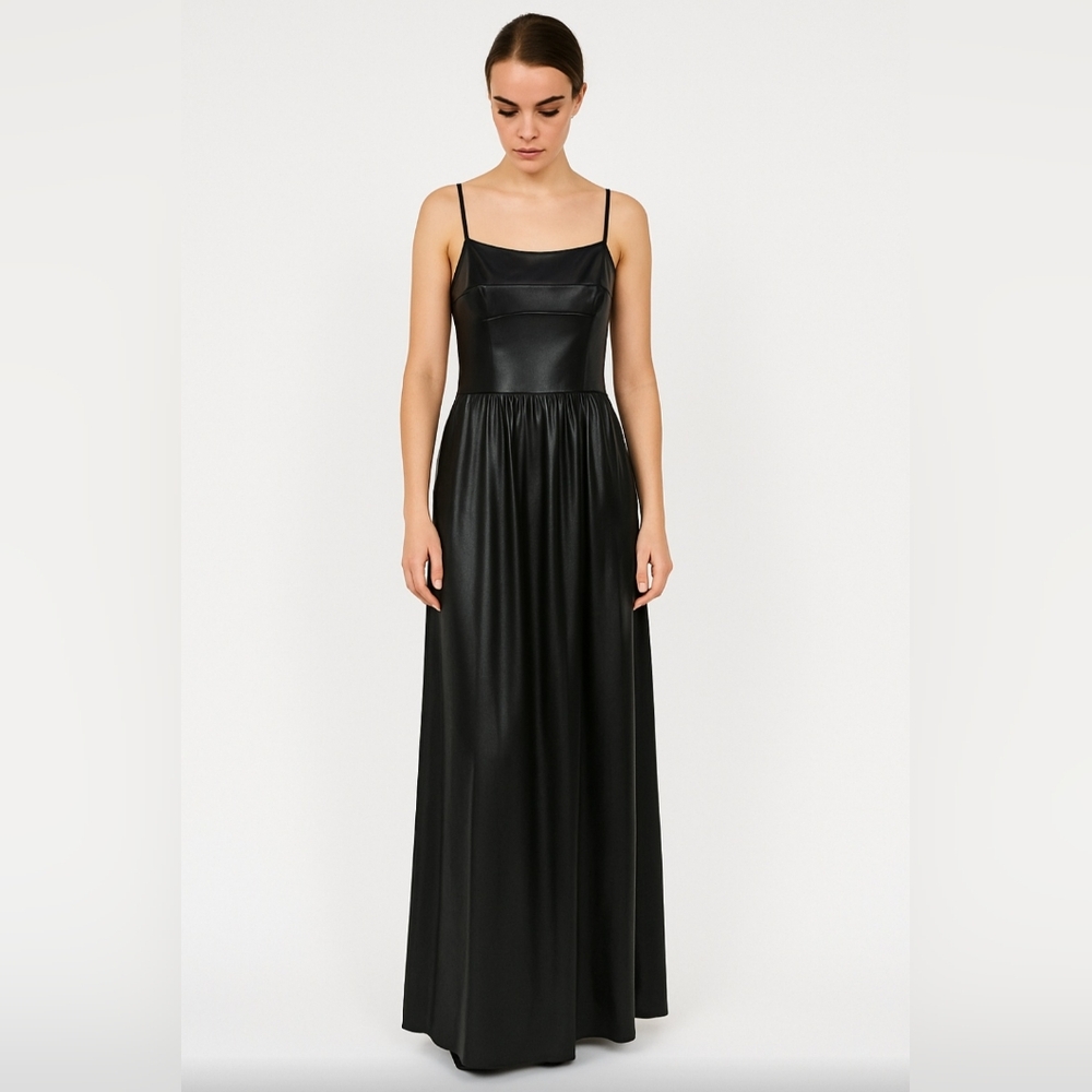 Avec Les Filles Faux Leather Maxi Dress Black Size L Party Dress